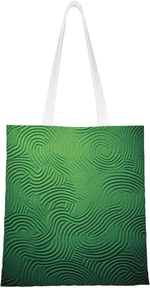 Green Curve Texture Canvas Tote Bag for Women Grocery Bag Reusable Aesthetic Shopping Bags Beach Handbag
