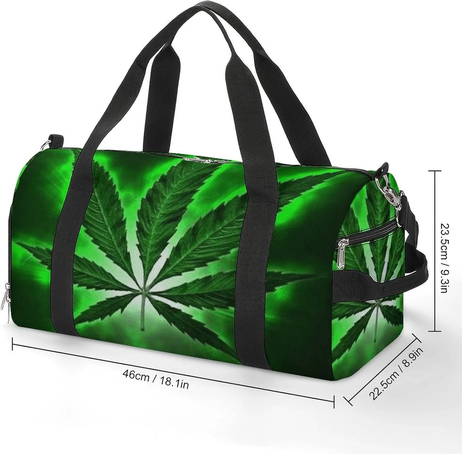 Green MarijuanaWeed Black A Fitness Bag with Large Storage Space Is Suitable for Portable Outdoor Use