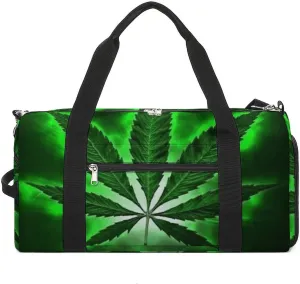 Green MarijuanaWeed Black A Fitness Bag with Large Storage Space Is Suitable for Portable Outdoor Use