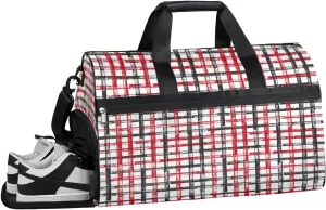 Grunge Stroke Gym Bag Womens Mens Travel Duffel Bag Sport Gym Tote Bags Red Blue Weekend Overnight Bag Gymbag with Shoe Compartment