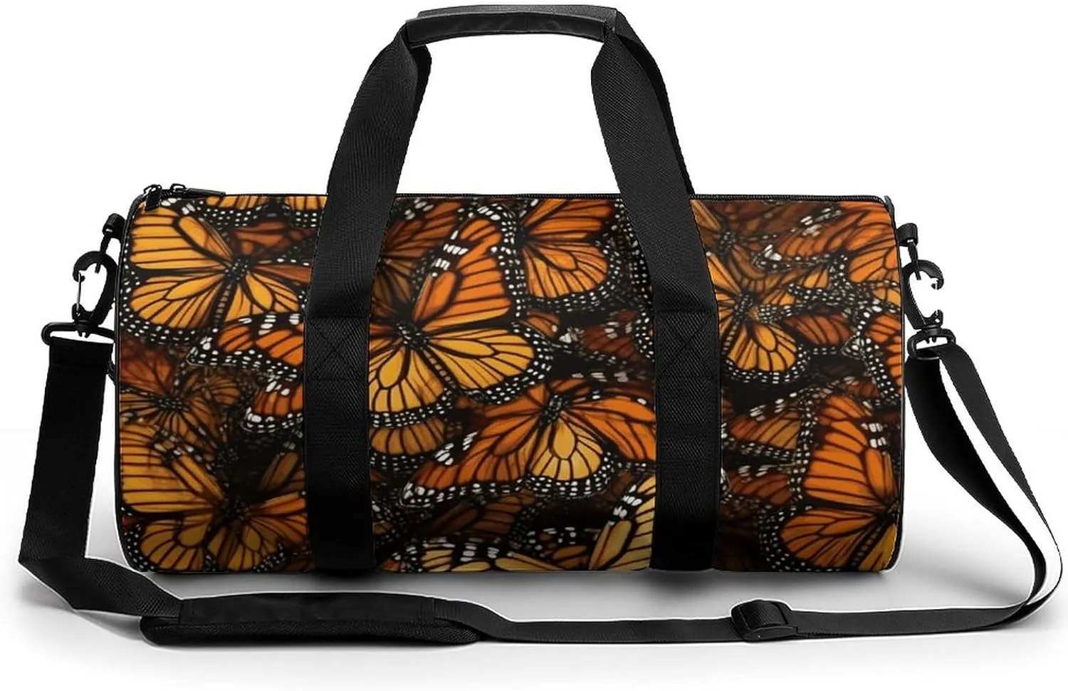 Gym Bag for Men Women,Heaps of Orange Monarch Butterflies Printed Workout Bags,Small Travel Duffle Bags for Traveling Overnight Weekender Bag Personal Item Travel Bag Large Sport Bag