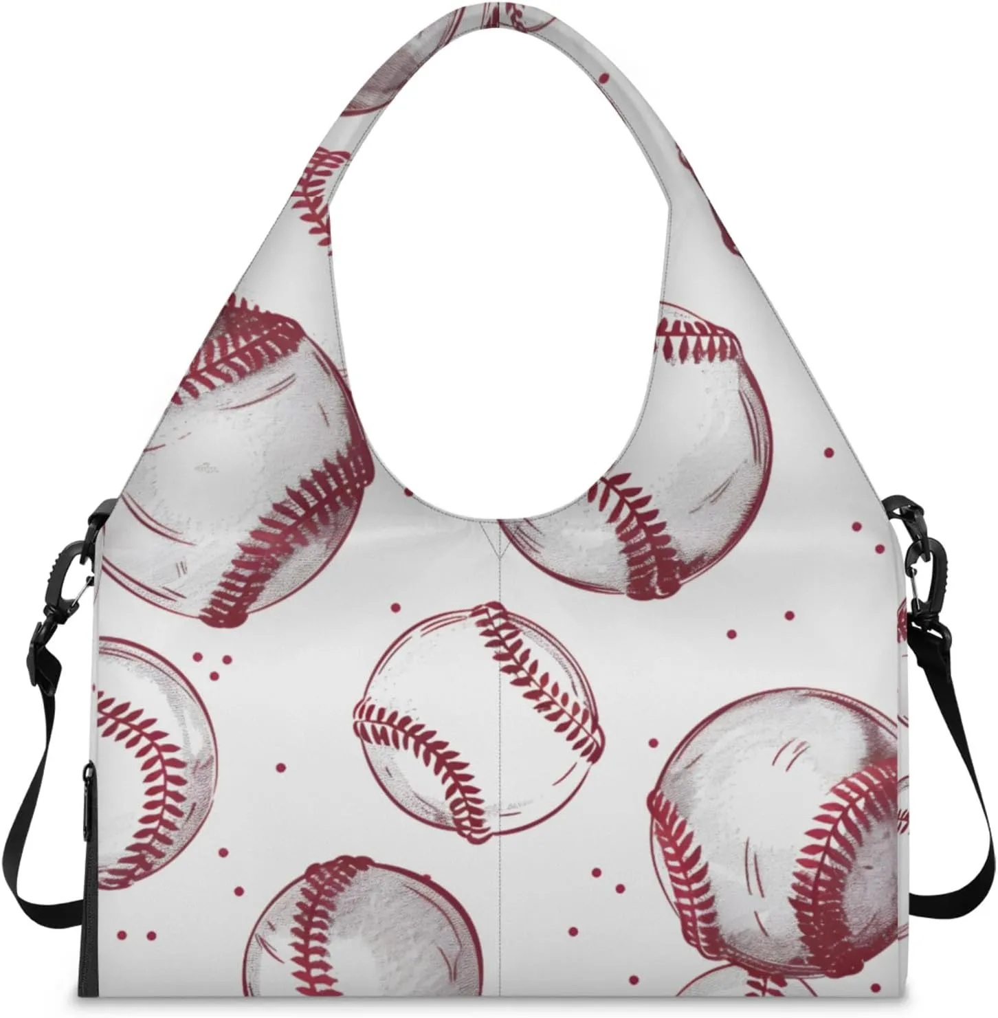 Gym Bag for Women Baseballs Printed Duffel Bag with Shoe Compartment and Yoga Mat Holder Portable Weekender Bags Travel Tote Bags