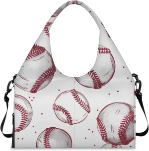 Gym Bag for Women Baseballs Printed Duffel Bag with Shoe Compartment and Yoga Mat Holder Portable Weekender Bags Travel Tote Bags