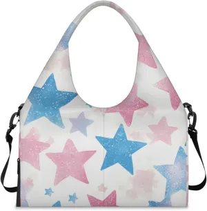Gym Bag for Women Beautiful Stars Duffel Bag with Shoe Compartment and Yoga Mat Holder Portable Weekender Bags Travel Tote Bags