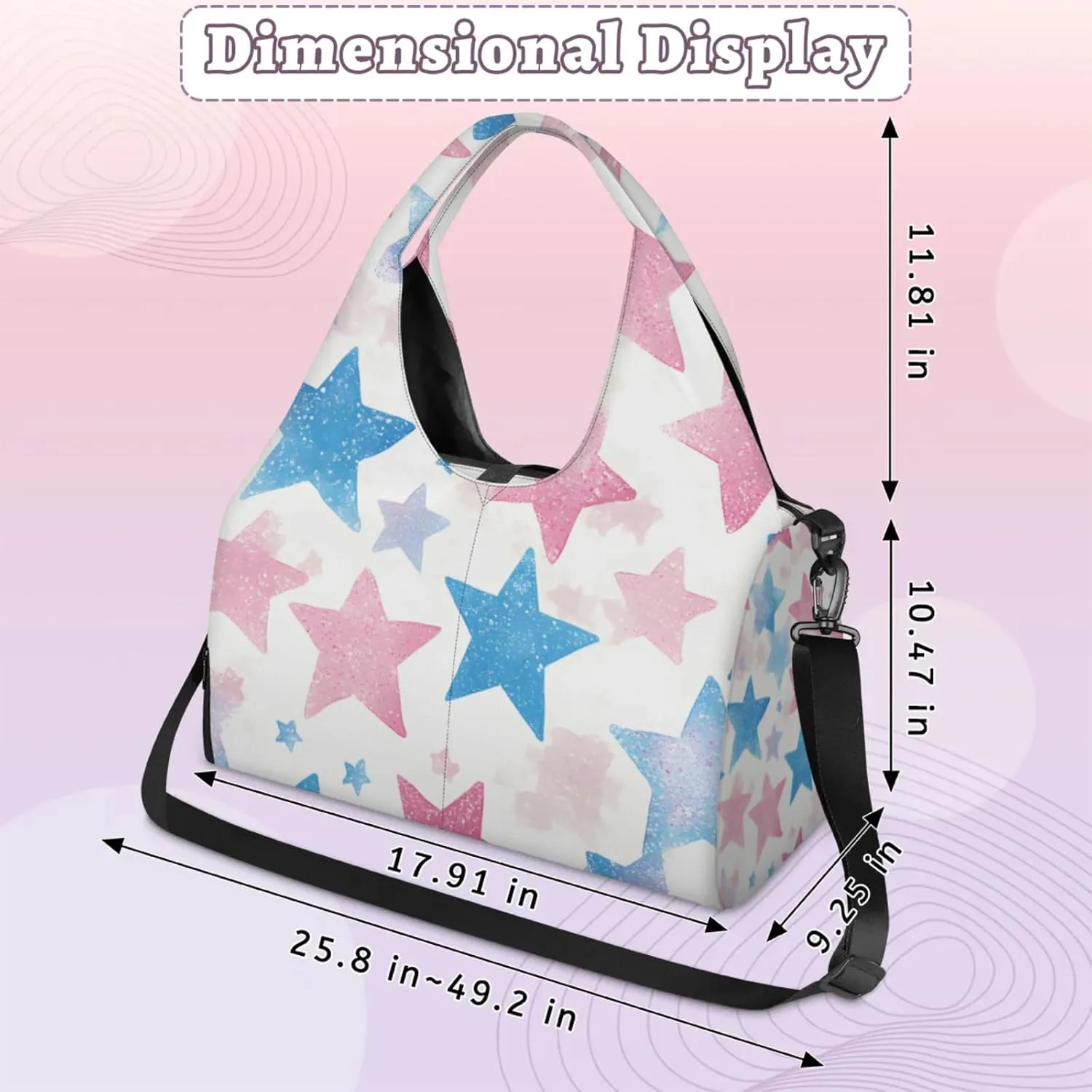 Gym Bag for Women Beautiful Stars Duffel Bag with Shoe Compartment and Yoga Mat Holder Portable Weekender Bags Travel Tote Bags