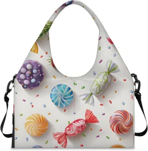 Gym Bag for Women Candy Sweet Duffel Bag with Shoe Compartment and Yoga Mat Holder Portable Weekender Bags Travel Tote Bags