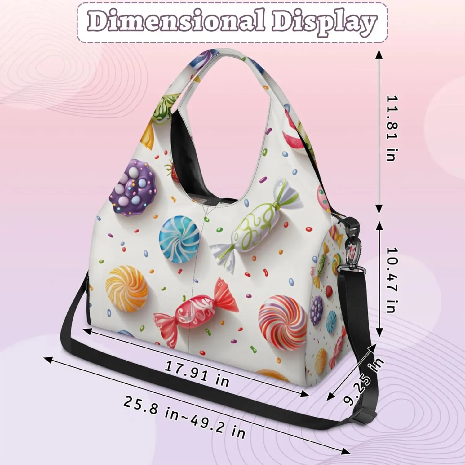 Gym Bag for Women Candy Sweet Duffel Bag with Shoe Compartment and Yoga Mat Holder Portable Weekender Bags Travel Tote Bags
