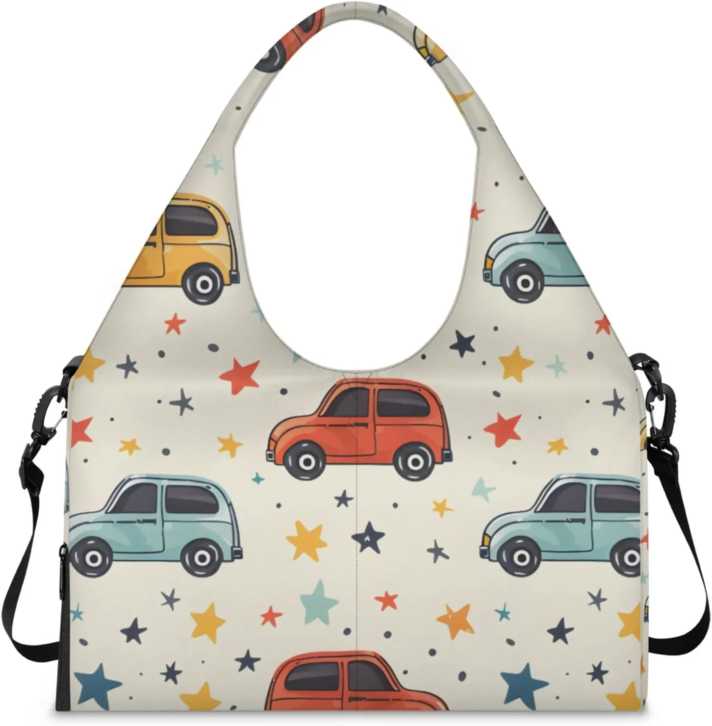 Gym Bag for Women Cars Stars Duffel Bag with Shoe Compartment and Yoga Mat Holder Portable Weekender Bags Travel Tote Bags