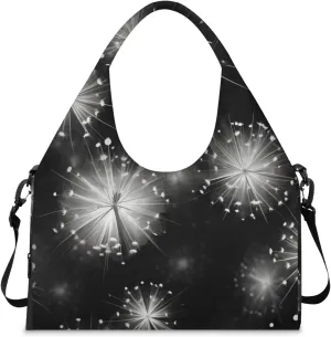 Gym Bag for Women Dancing Dandelions Duffel Bag with Shoe Compartment and Yoga Mat Holder Portable Weekender Bags Travel Tote Bags