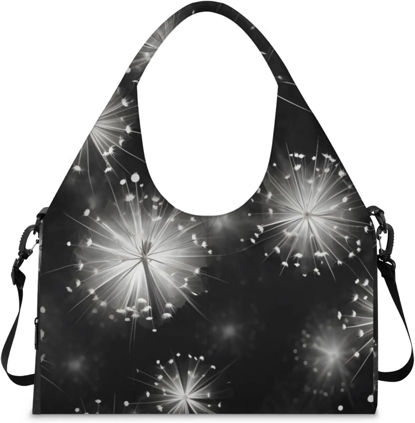 Gym Bag for Women Dancing Dandelions Duffel Bag with Shoe Compartment and Yoga Mat Holder Portable Weekender Bags Travel Tote Bags