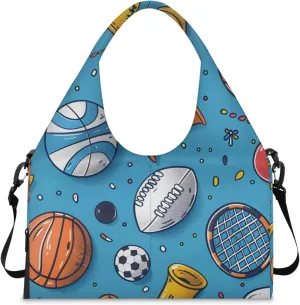 Gym Bag for Women Sport Theme Duffel Bag with Shoe Compartment and Yoga Mat Holder Portable Weekender Bags Travel Tote Bags