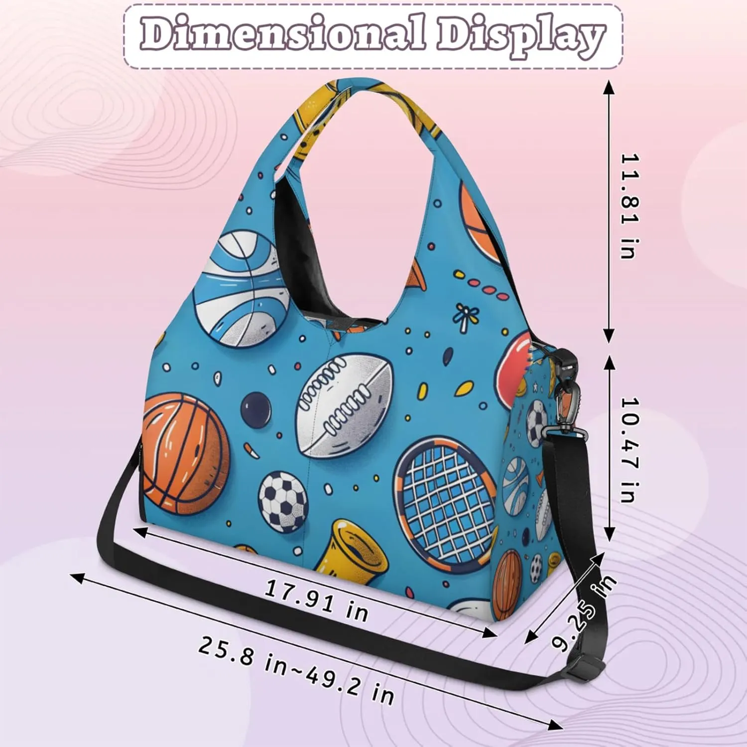 Gym Bag for Women Sport Theme Duffel Bag with Shoe Compartment and Yoga Mat Holder Portable Weekender Bags Travel Tote Bags
