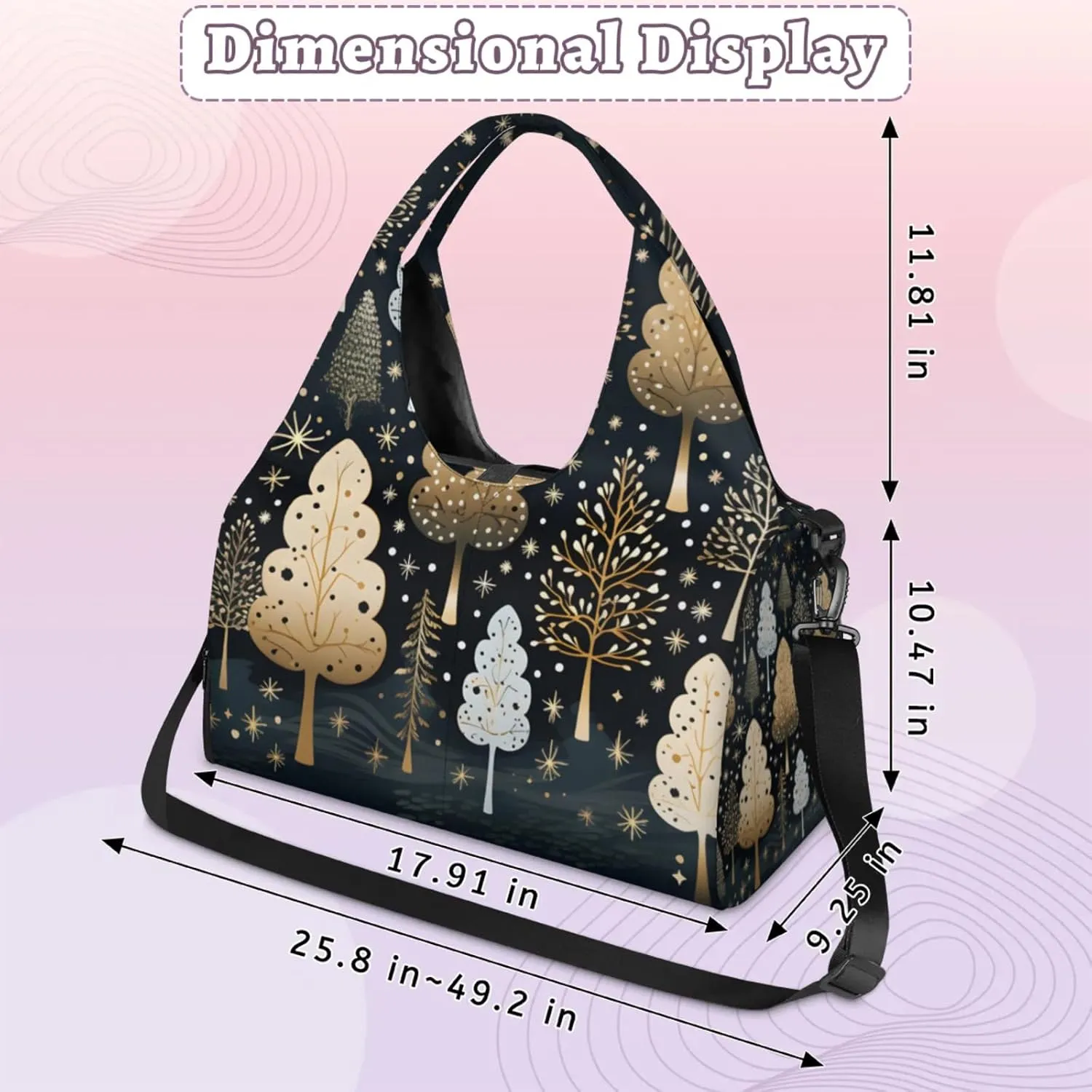 Gym Bag for Women Trees Theme Duffel Bag with Shoe Compartment and Yoga Mat Holder Portable Weekender Bags Travel Tote Bags