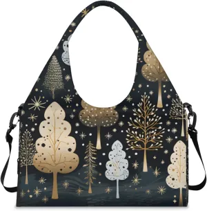 Gym Bag for Women Trees Theme Duffel Bag with Shoe Compartment and Yoga Mat Holder Portable Weekender Bags Travel Tote Bags