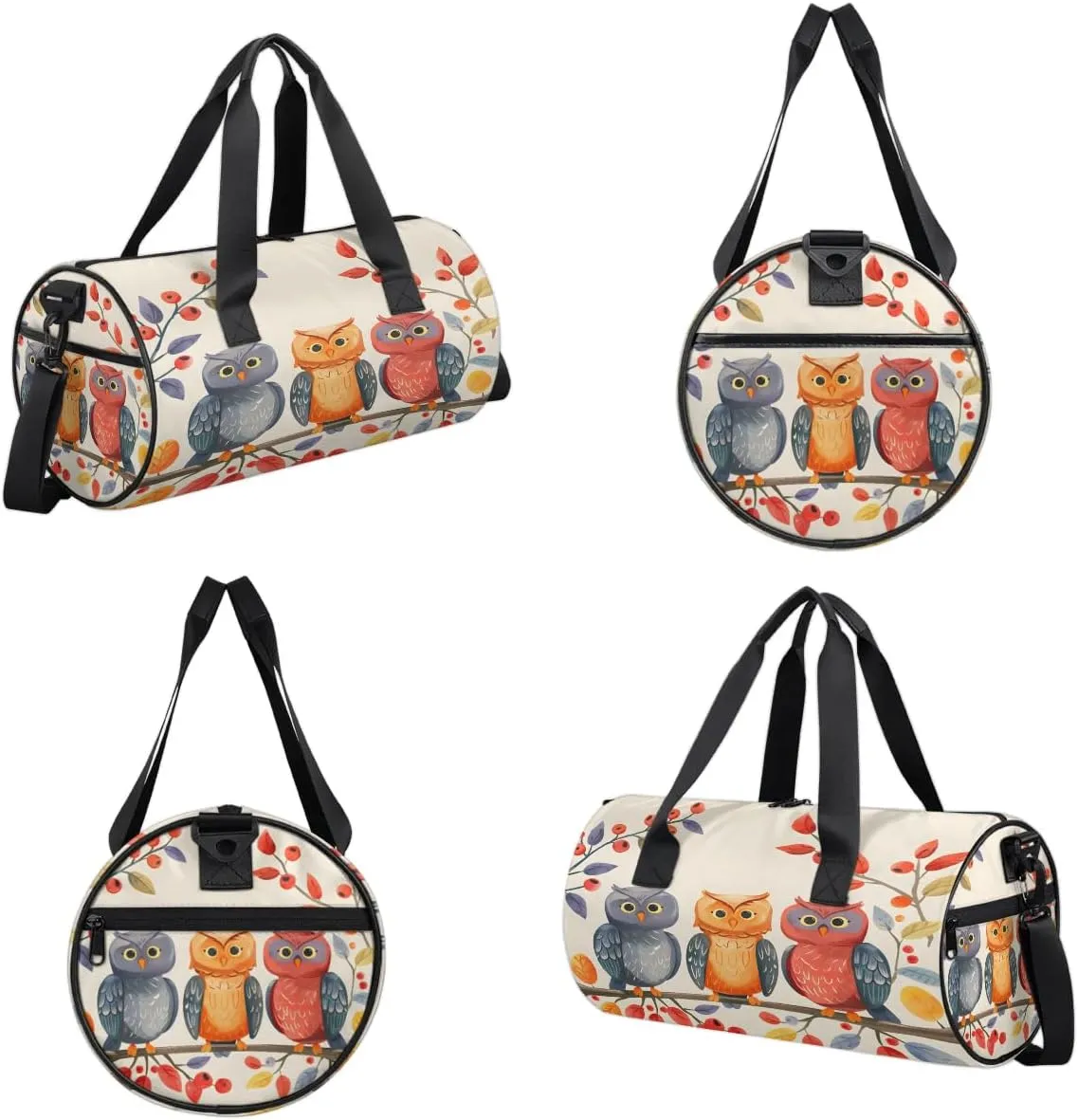 Gym Bags for Men Women Animal Bird Owl Sports Duffel Bags Carry On Travel Duffle Bag with Detachable Adjustable Shoulder Strap Overnight Weekender Bag