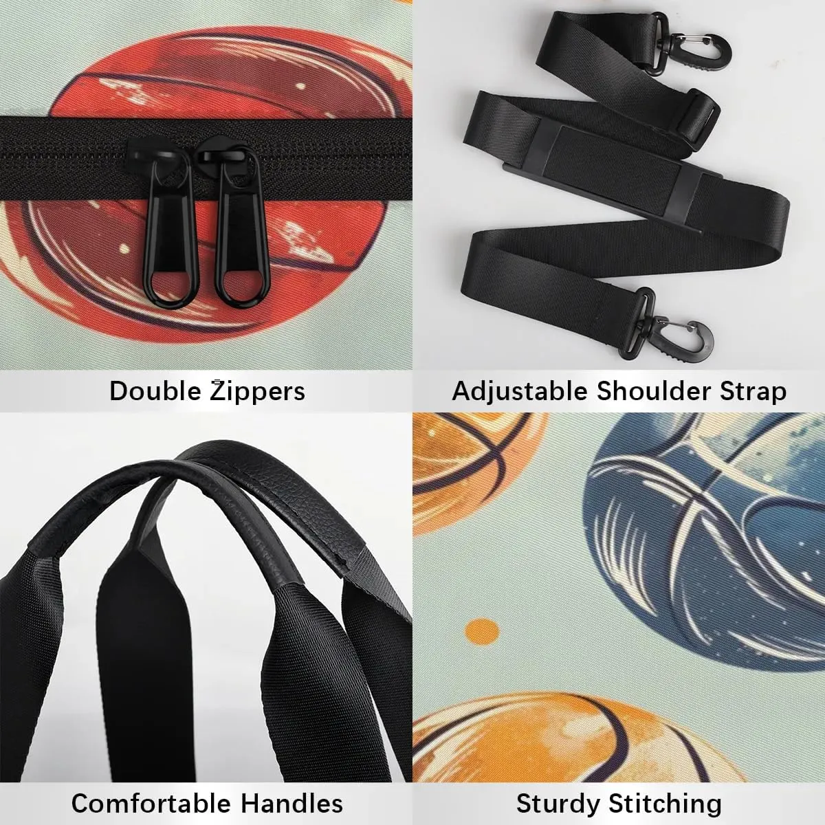 Gym Bags for Men Women Basketballs Print Sports Duffel Bags Carry On Travel Duffle Bag with Detachable Adjustable Shoulder Strap Overnight Weekender Bag