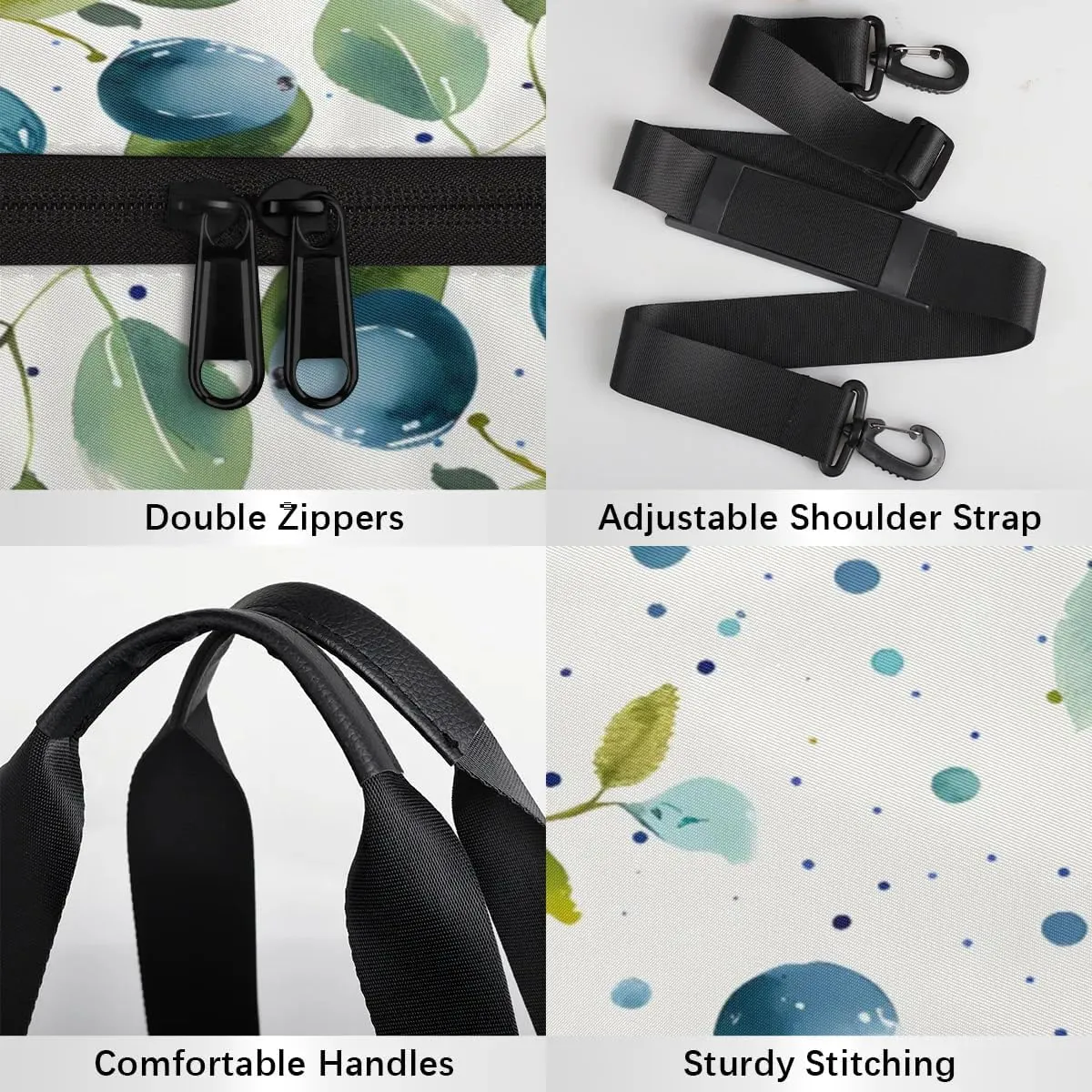 Gym Bags for Men Women Blueberry Watercolor Sports Duffel Bags Carry On Travel Duffle Bag with Detachable Adjustable Shoulder Strap Overnight Weekender Bag