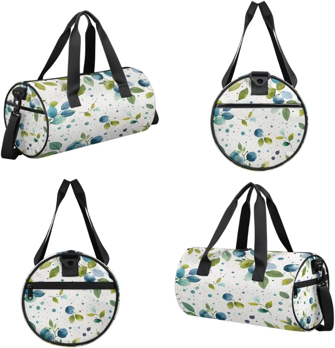 Gym Bags for Men Women Blueberry Watercolor Sports Duffel Bags Carry On Travel Duffle Bag with Detachable Adjustable Shoulder Strap Overnight Weekender Bag