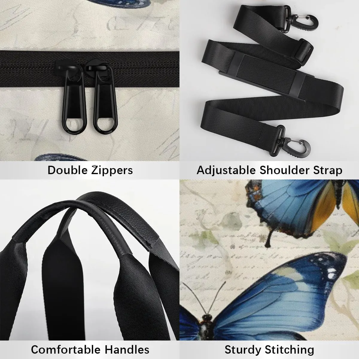 Gym Bags for Men Women Butterfly Leaf Sports Duffel Bags Carry On Travel Duffle Bag with Detachable Adjustable Shoulder Strap Overnight Weekender Bag