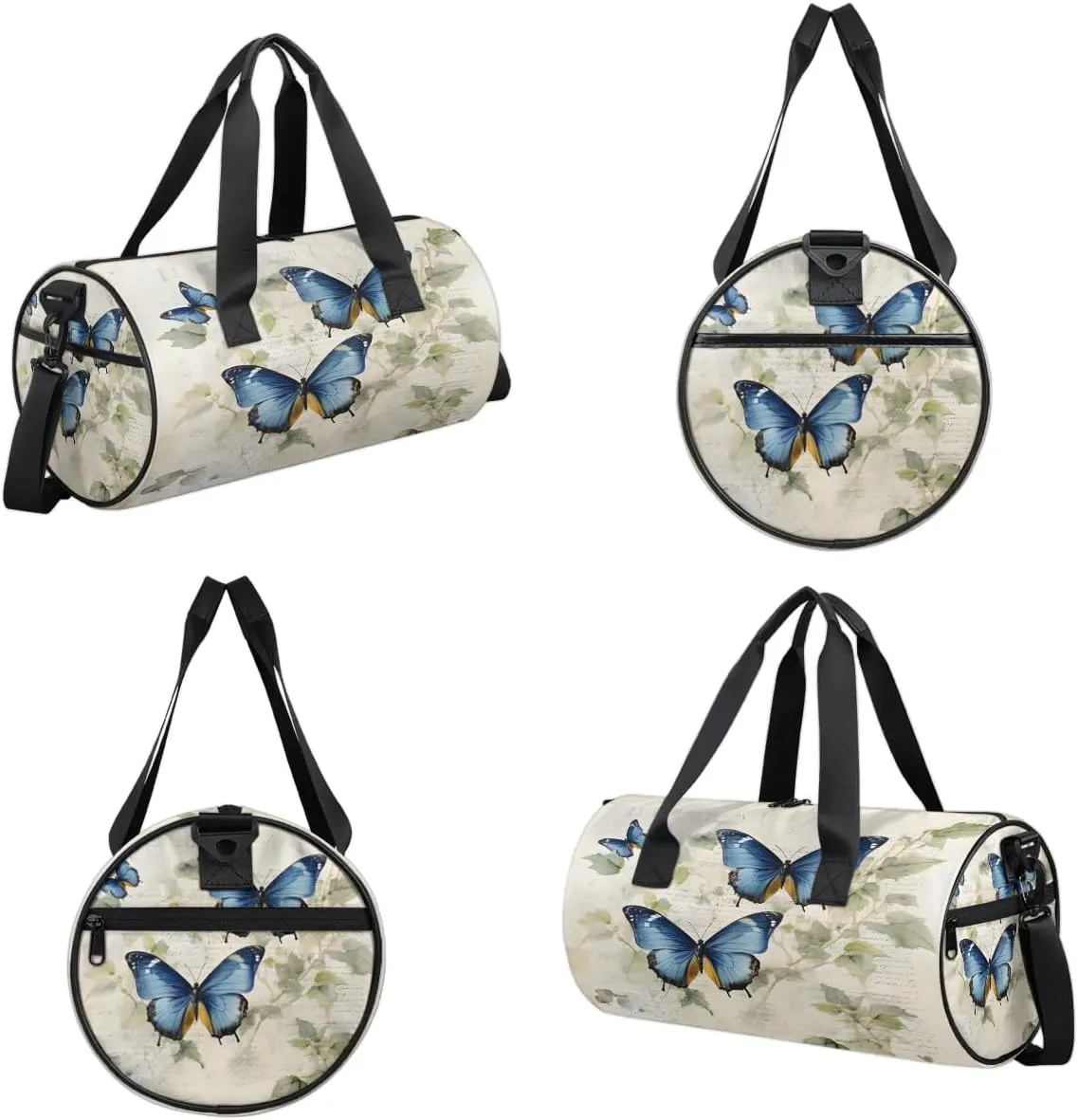 Gym Bags for Men Women Butterfly Leaf Sports Duffel Bags Carry On Travel Duffle Bag with Detachable Adjustable Shoulder Strap Overnight Weekender Bag