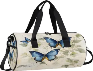 Gym Bags for Men Women Butterfly Leaf Sports Duffel Bags Carry On Travel Duffle Bag with Detachable Adjustable Shoulder Strap Overnight Weekender Bag
