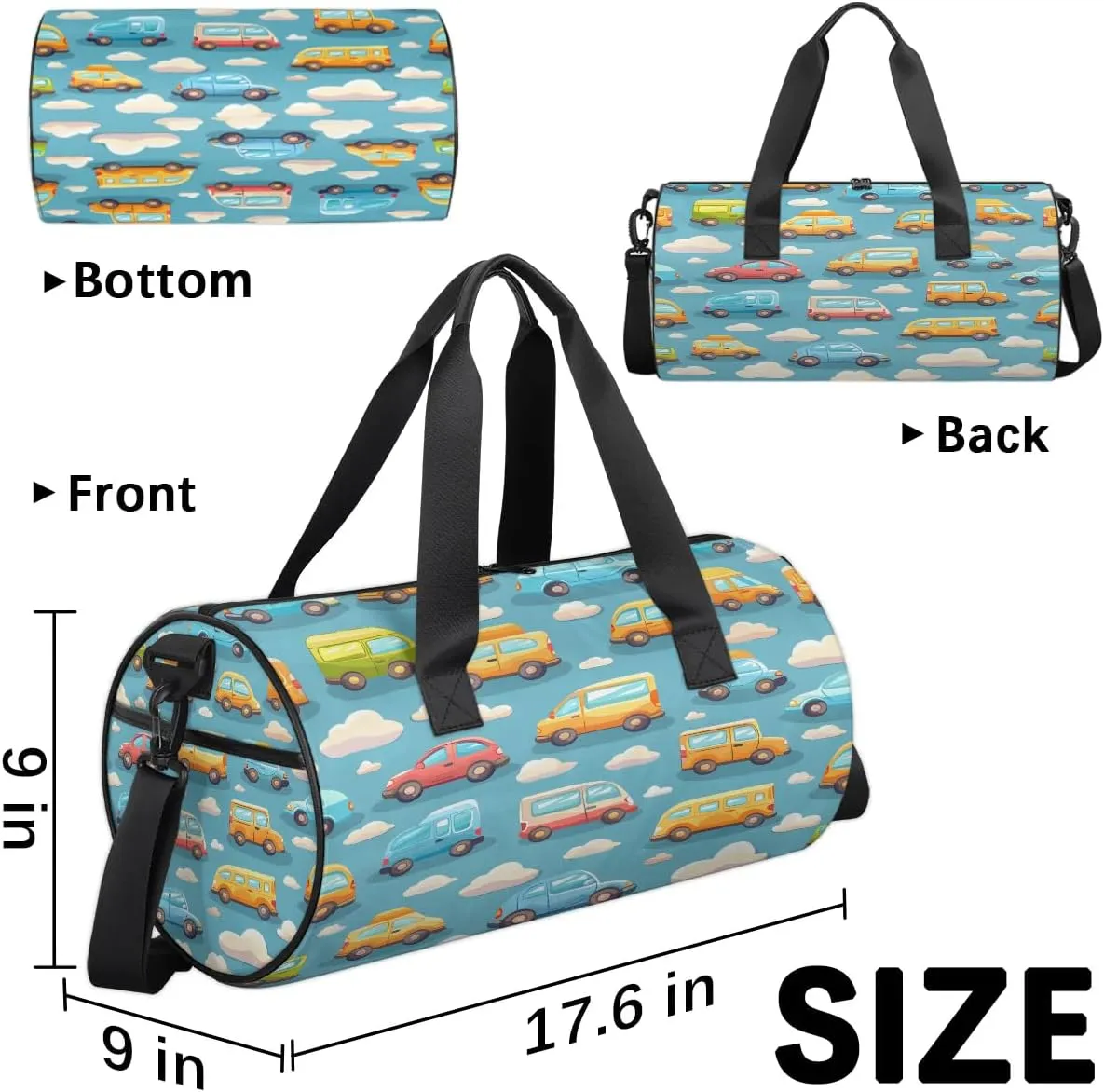 Gym Bags for Men Women Cars Sports Duffel Bags Carry On Travel Duffle Bag with Detachable Adjustable Shoulder Strap Overnight Weekender Bag