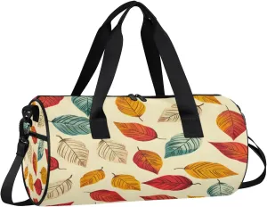 Gym Bags for Men Women Cartoon Leaves Sports Duffel Bags Carry On Travel Duffle Bag with Detachable Adjustable Shoulder Strap Overnight Weekender Bag