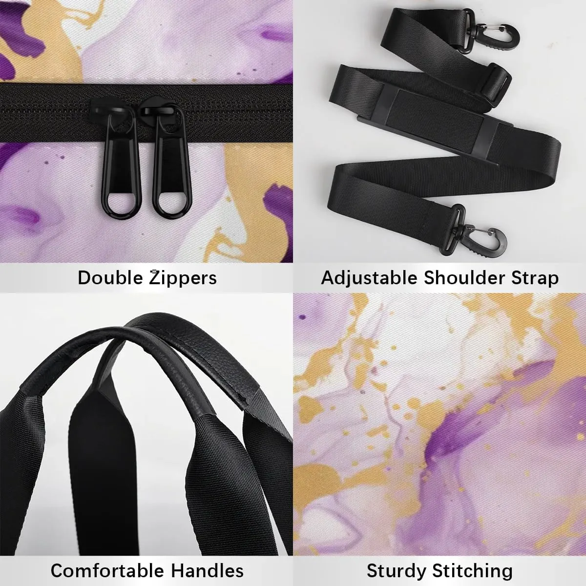 Gym Bags for Men Women Classic Marble Style Sports Duffel Bags Carry On Travel Duffle Bag with Detachable Adjustable Shoulder Strap Overnight Weekender Bag
