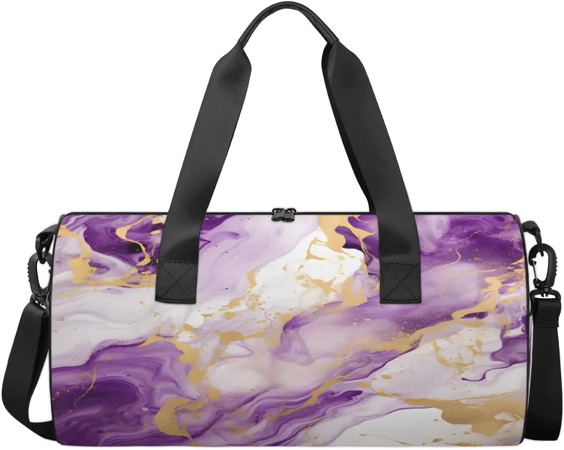 Gym Bags for Men Women Classic Marble Style Sports Duffel Bags Carry On Travel Duffle Bag with Detachable Adjustable Shoulder Strap Overnight Weekender Bag