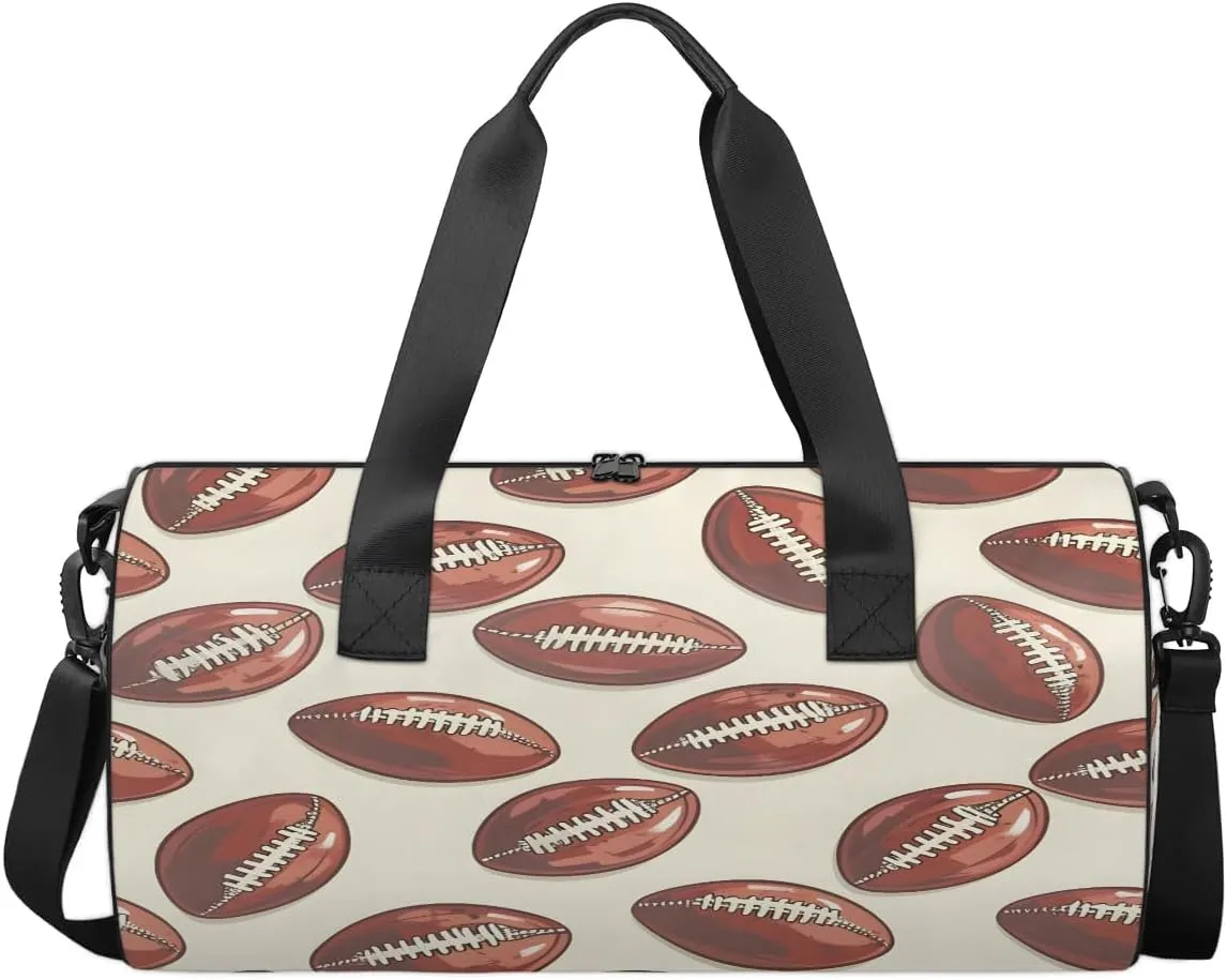 Gym Bags for Men Women Footballs Printed Sports Duffel Bags Carry On Travel Duffle Bag with Detachable Adjustable Shoulder Strap Overnight Weekender Bag