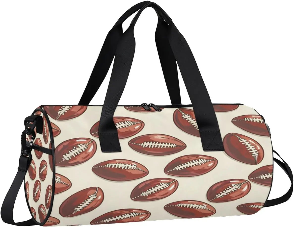 Gym Bags for Men Women Footballs Printed Sports Duffel Bags Carry On Travel Duffle Bag with Detachable Adjustable Shoulder Strap Overnight Weekender Bag