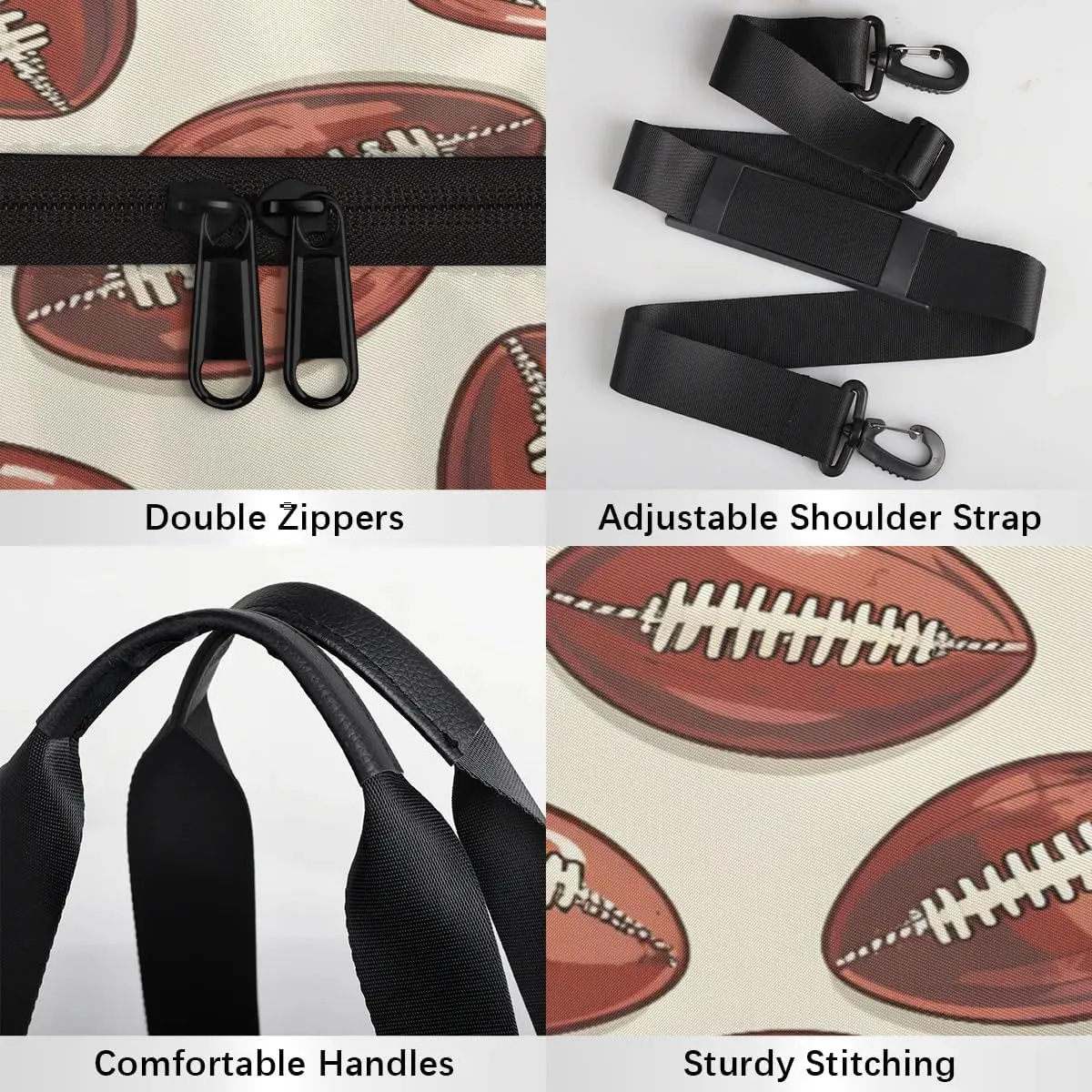 Gym Bags for Men Women Footballs Printed Sports Duffel Bags Carry On Travel Duffle Bag with Detachable Adjustable Shoulder Strap Overnight Weekender Bag