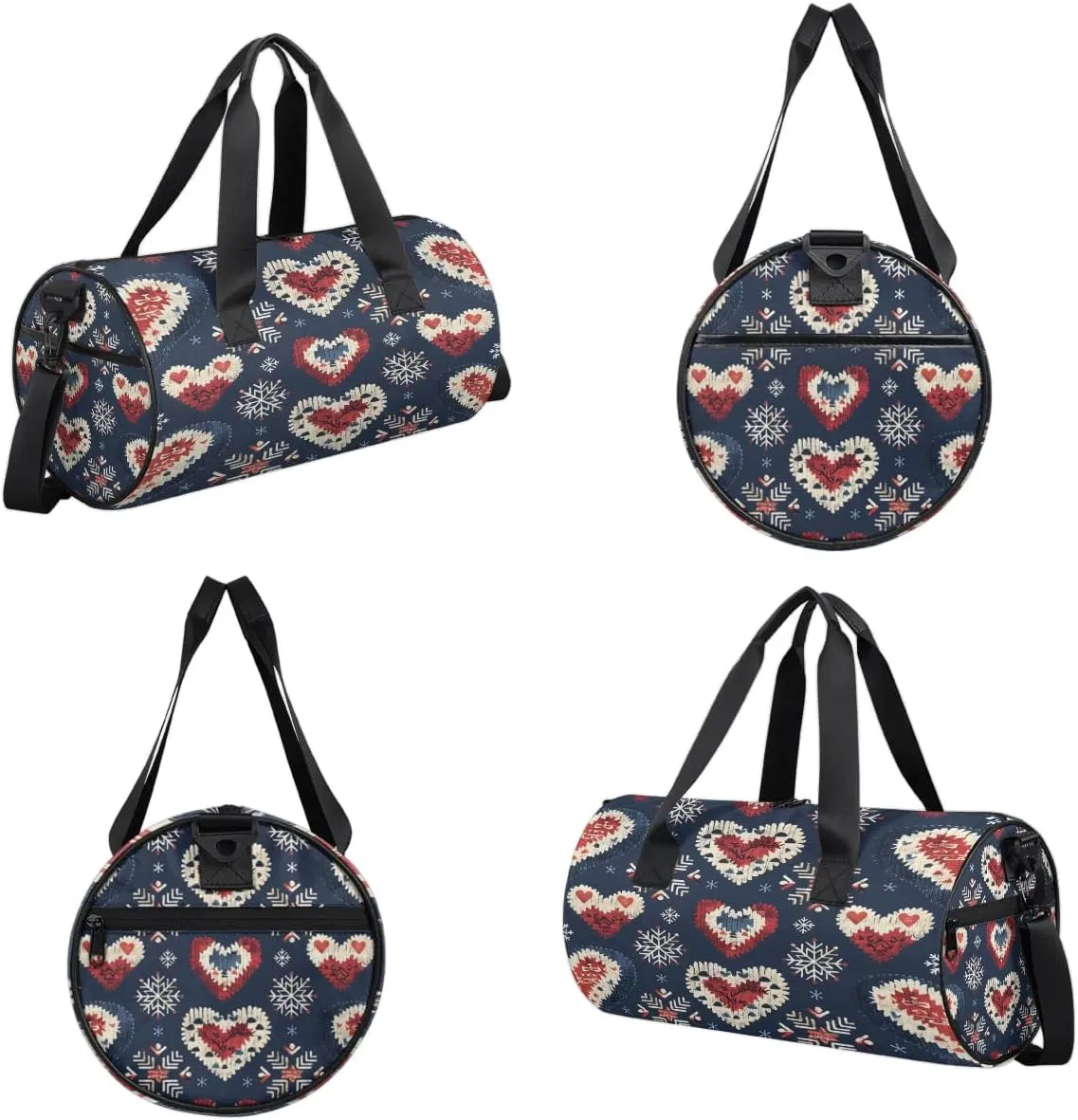 Gym Bags for Men Women Love Heart Ethnic Sports Duffel Bags Carry On Travel Duffle Bag with Detachable Adjustable Shoulder Strap Overnight Weekender Bag
