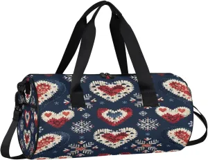 Gym Bags for Men Women Love Heart Ethnic Sports Duffel Bags Carry On Travel Duffle Bag with Detachable Adjustable Shoulder Strap Overnight Weekender Bag