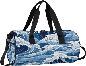 Gym Bags for Men Women Seawater Theme Sports Duffel Bags Carry On Travel Duffle Bag with Detachable Adjustable Shoulder Strap Overnight Weekender Bag