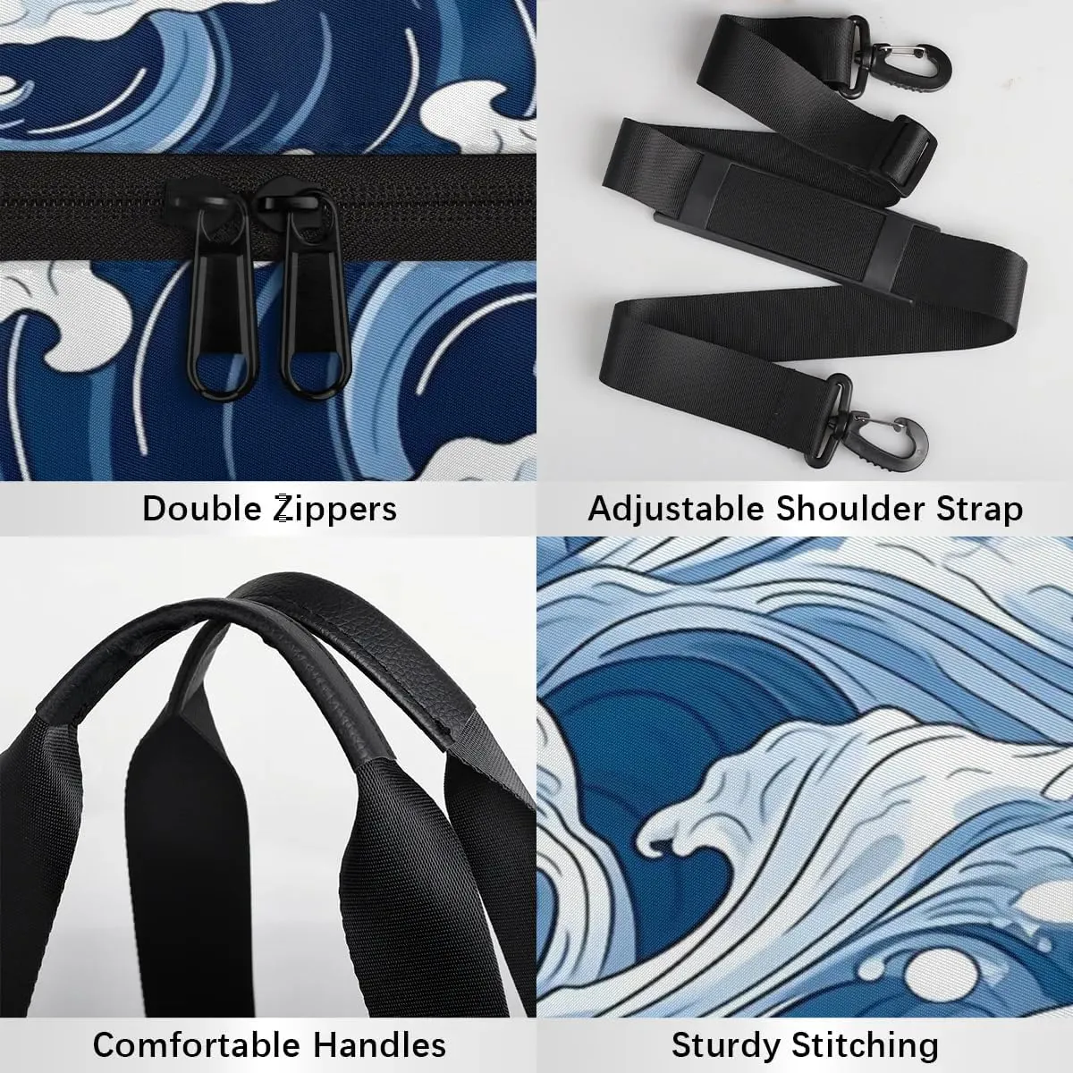 Gym Bags for Men Women Seawater Theme Sports Duffel Bags Carry On Travel Duffle Bag with Detachable Adjustable Shoulder Strap Overnight Weekender Bag