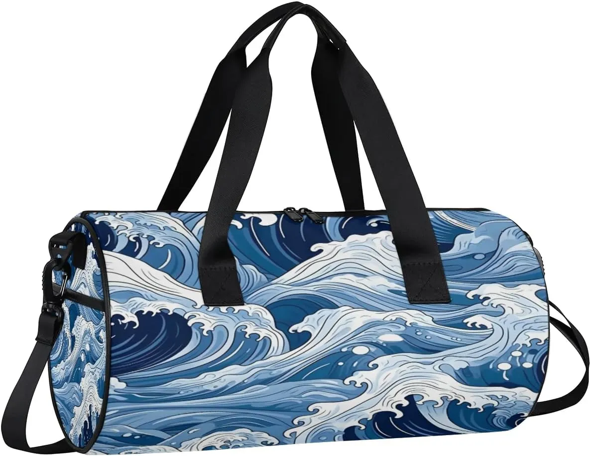 Gym Bags for Men Women Seawater Theme Sports Duffel Bags Carry On Travel Duffle Bag with Detachable Adjustable Shoulder Strap Overnight Weekender Bag