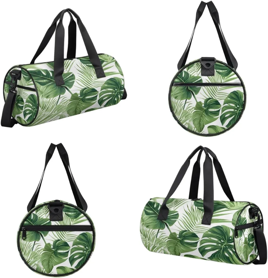 Gym Bags for Men Women Tropical Palm Fern Leaves Sports Duffel Bags Carry On Travel Duffle Bag with Detachable Adjustable Shoulder Strap Overnight Weekender Bag