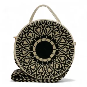 Handcrafted Leather Crossbody Bag for Women - Elegant Leather Bags with Unique Wayuu Weaving - Versatile Genuine Leather Crossbody Bag - Premium Colombian Materials and Design - Beige Bag with Black