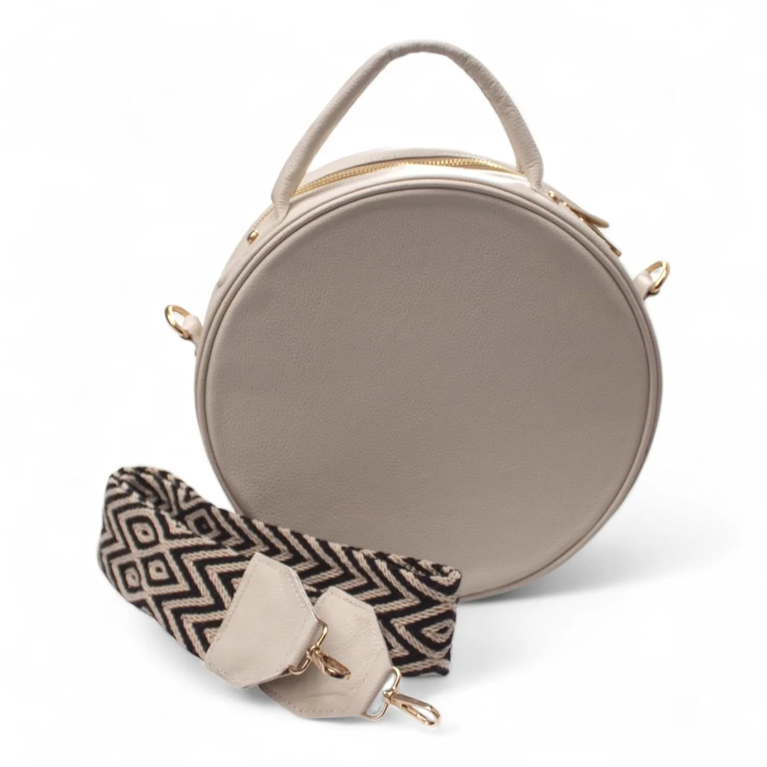 Handcrafted Leather Crossbody Bag for Women - Elegant Leather Bags with Unique Wayuu Weaving - Versatile Genuine Leather Crossbody Bag - Premium Colombian Materials and Design - Beige Bag with Black
