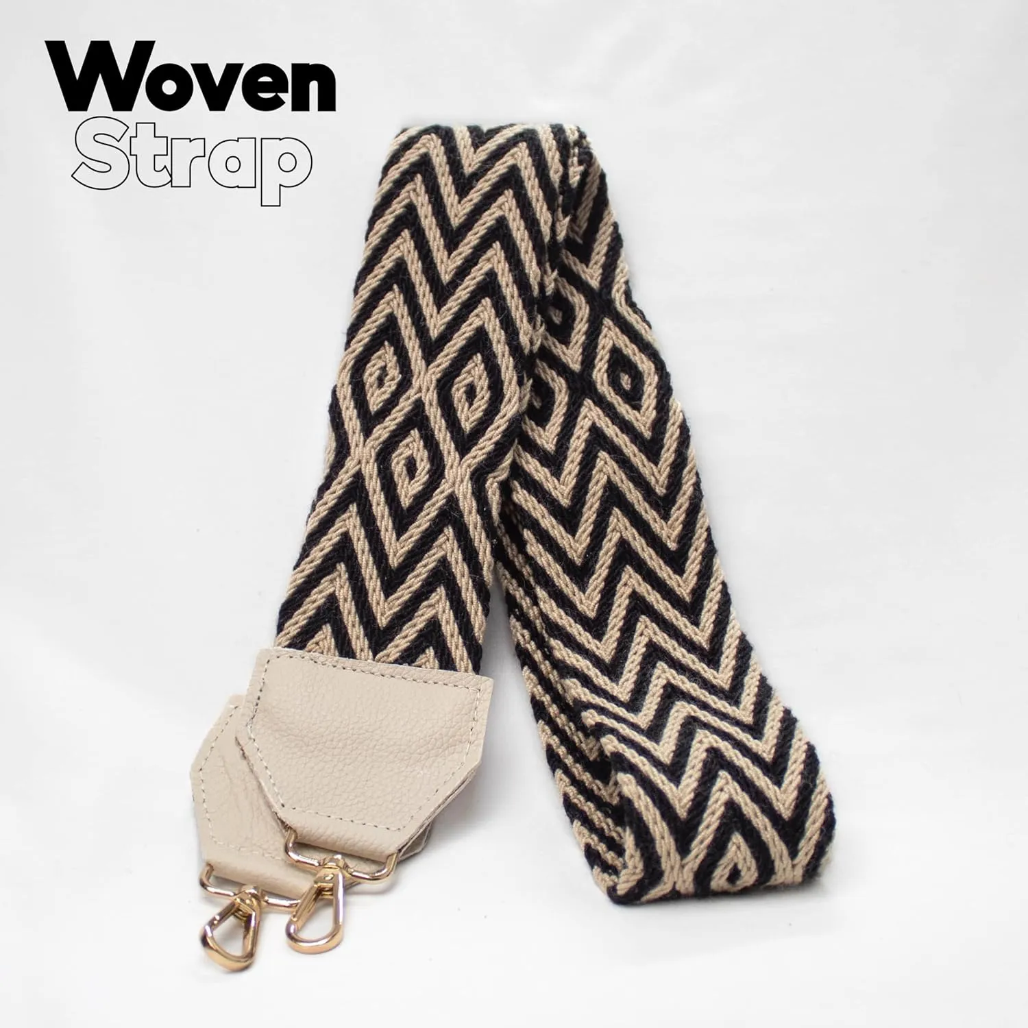 Handcrafted Leather Crossbody Bag for Women - Elegant Leather Bags with Unique Wayuu Weaving - Versatile Genuine Leather Crossbody Bag - Premium Colombian Materials and Design - Beige Bag with Black