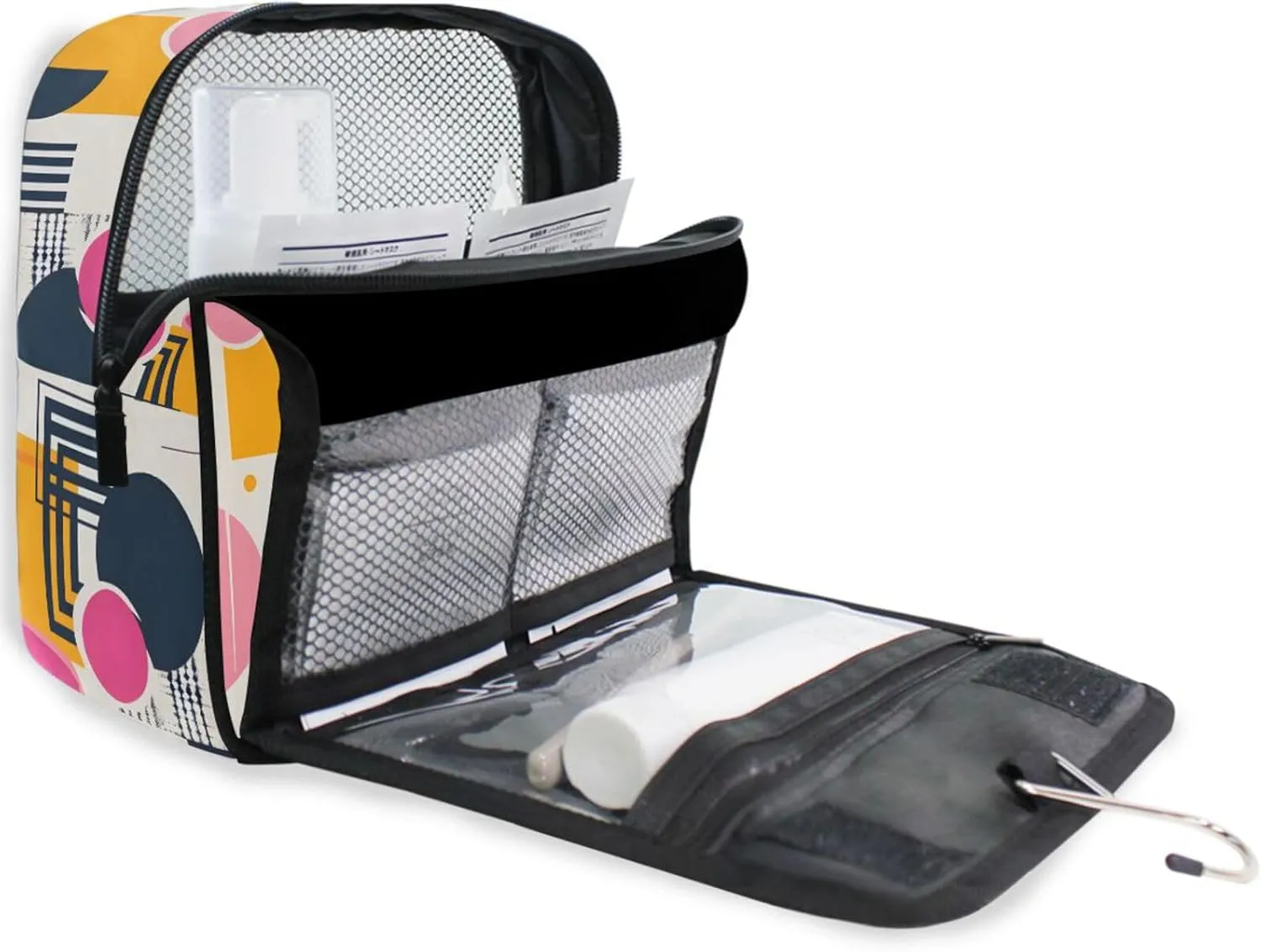 Hanging Toiletry Bag Trendy Minimalist with Abstract Geometric Travel Makeup bag for Toiletries Portable Travel Toiletry Organizer Cosmetic Bags with Hanging Hook