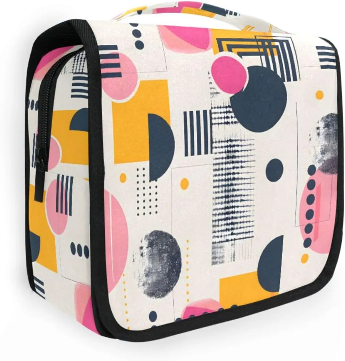 Hanging Toiletry Bag Trendy Minimalist with Abstract Geometric Travel Makeup bag for Toiletries Portable Travel Toiletry Organizer Cosmetic Bags with Hanging Hook