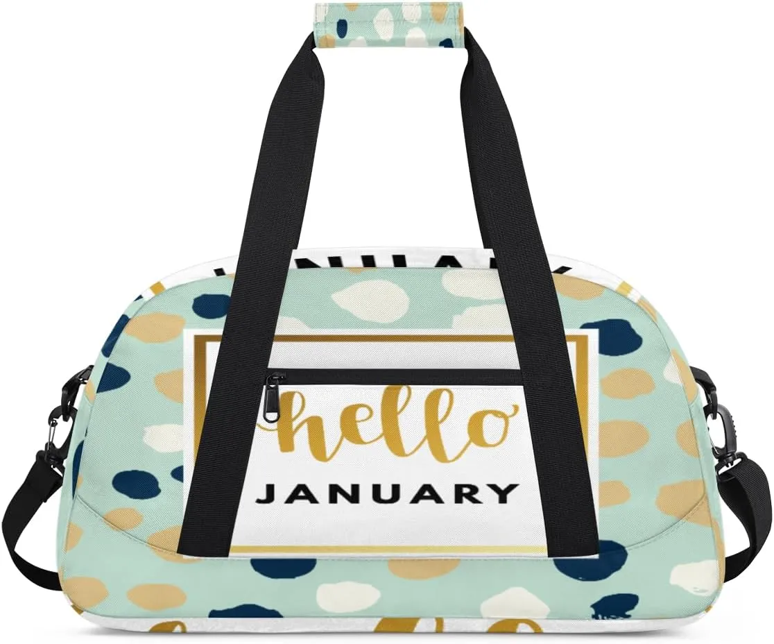 Hello January Dots Kids Duffle Bag for Kids Boys Girls Overnight Travel Bag Kids Duffel Bags Ballet Weekender Bag for School Gym Sport Sleepover Bag