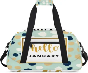 Hello January Dots Kids Duffle Bag for Kids Boys Girls Overnight Travel Bag Kids Duffel Bags Ballet Weekender Bag for School Gym Sport Sleepover Bag