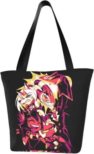 Helluva Comedy Boss Reusable Grocery Bag for Kitchen Shopping Bags Tote Bags with Zipper for Women Stylish Daily Handbag Storage Shoulder Bag for Hiking