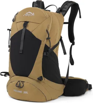 Hiking Backpack,35L Waterproof Hiking Daypack with 3L Water Bladder and Rain Cover, Lightweight Travel Camping Backpack for Men Women (Khaki Without 3L Bladder)