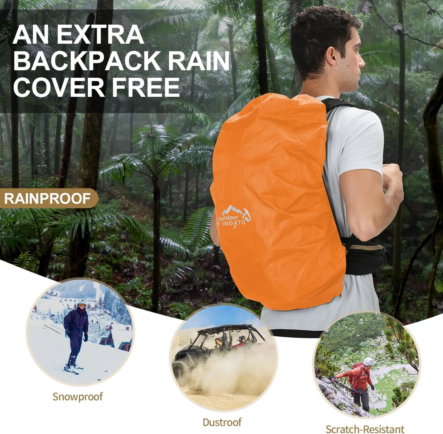 Hiking Backpack,35L Waterproof Hiking Daypack with 3L Water Bladder and Rain Cover, Lightweight Travel Camping Backpack for Men Women (Khaki Without 3L Bladder)