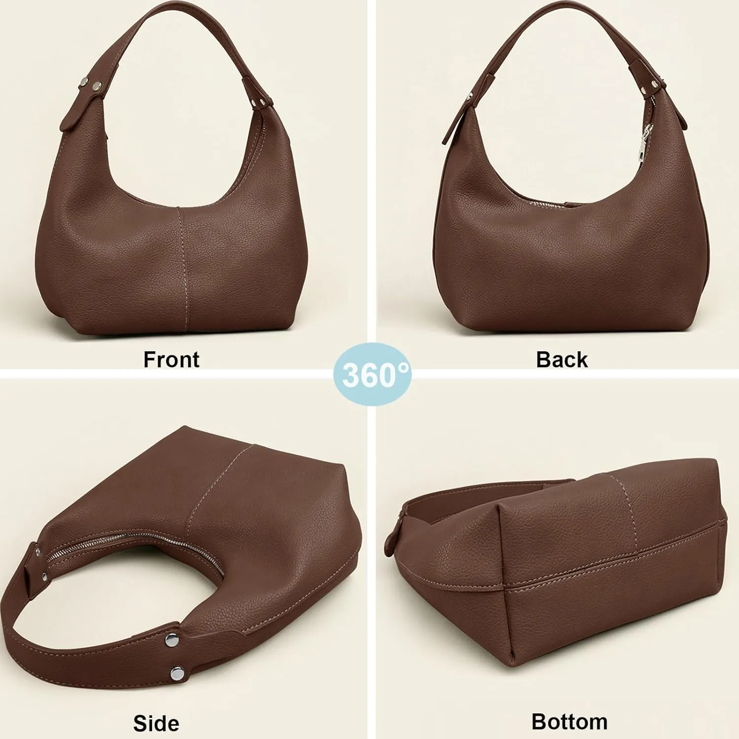 Hobo Handbags for Women Retro Clutch Tote Shoulder Purse Genuine Leather Bags for Daily or Office Use