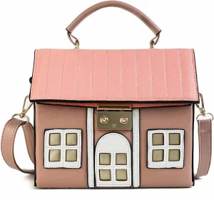 House Shaped Unique Novelty Purse for Women Mini Funny Weird Shoulder Crossbody Bag Handbag Clutch PU Leather